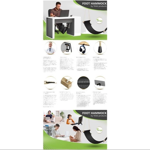 Foot Hammock by 5fold Products Keep Your Feet Up Ergonomic Design NIB - Picture 5 of 5